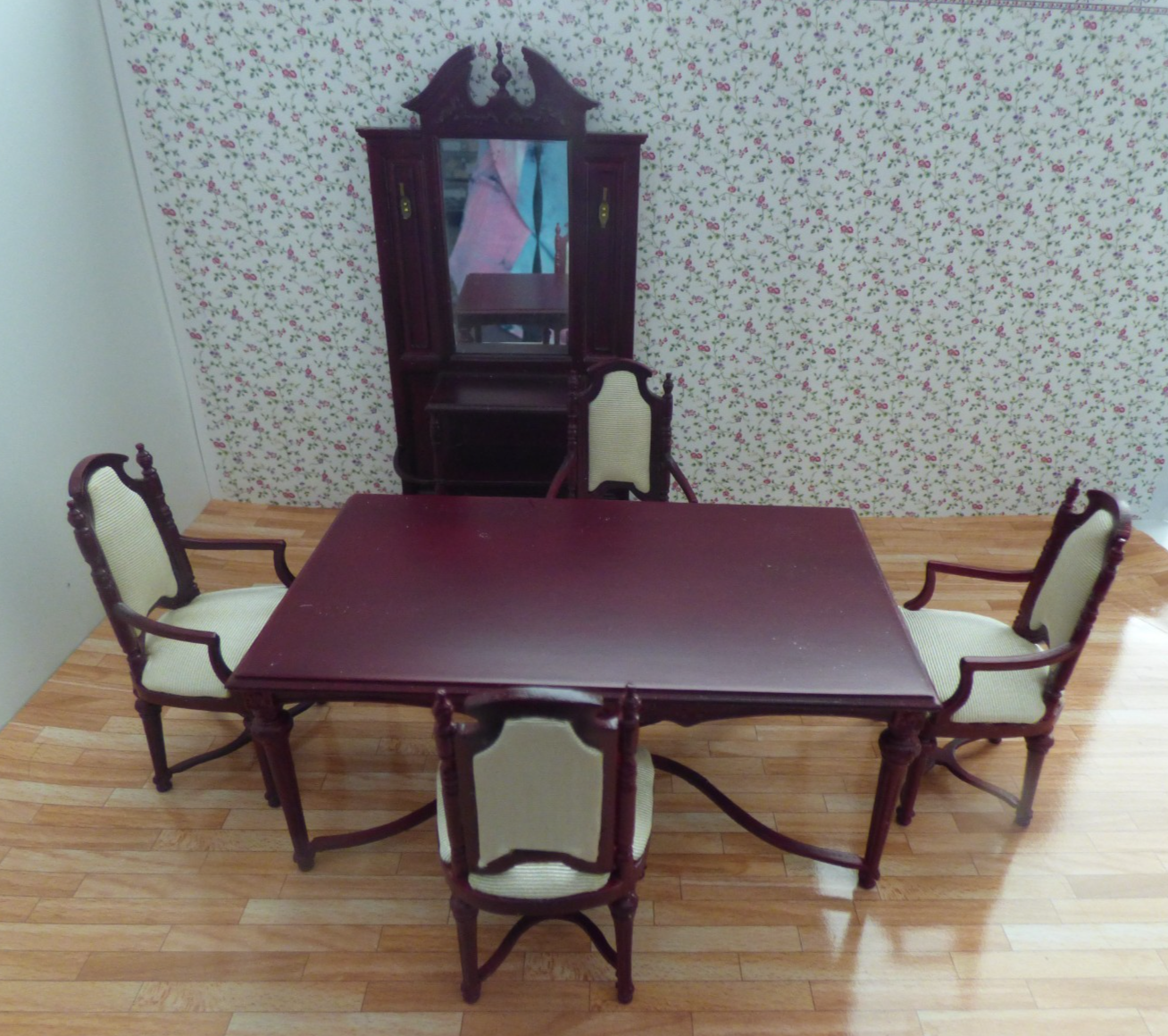 Dollhouse Miniature Mahogany Dining Room Set of 6 by Hansson