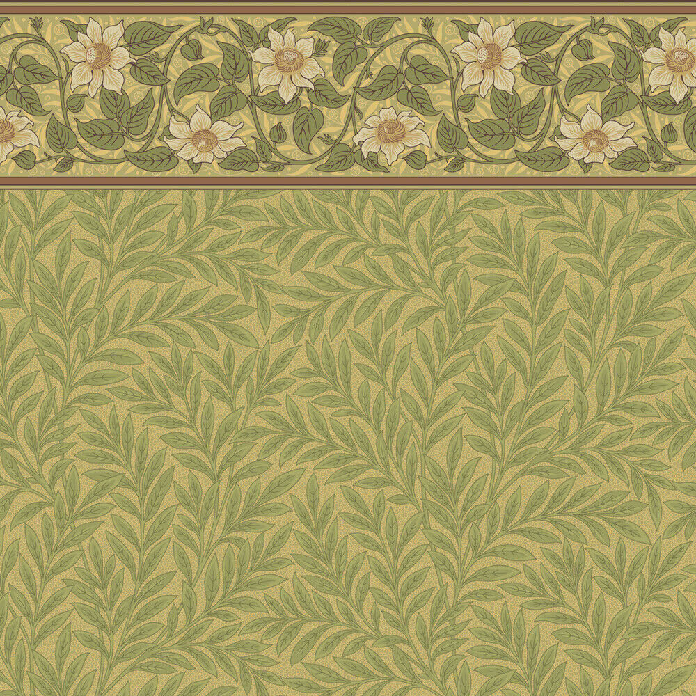 Bradbury and Bradbury Wallpaper - B.J. Talbert Clematis Frieze w/ Arbor Wall