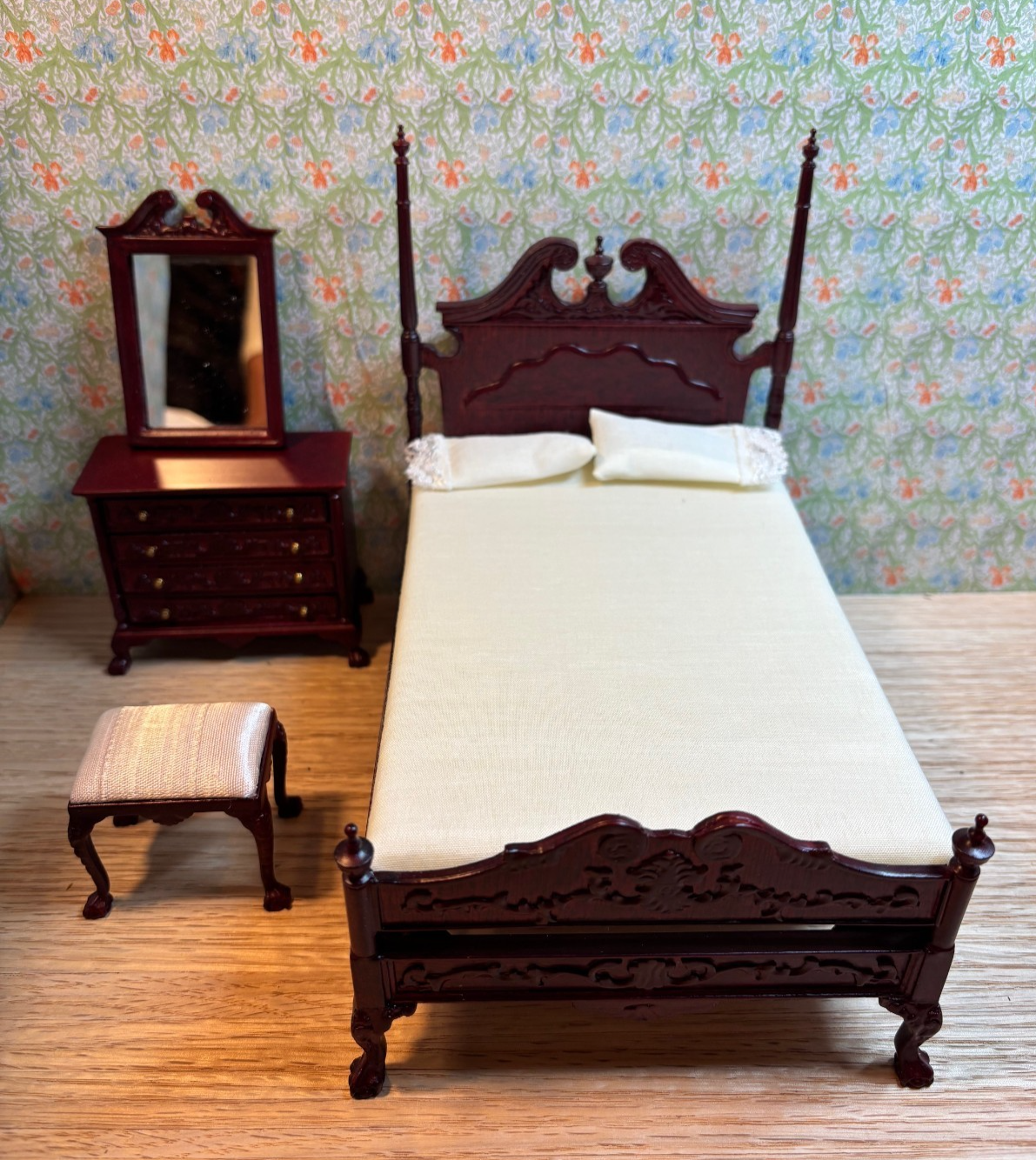 Dollhouse Miniature 4-Piece Bedroom Set by Hansson - High End