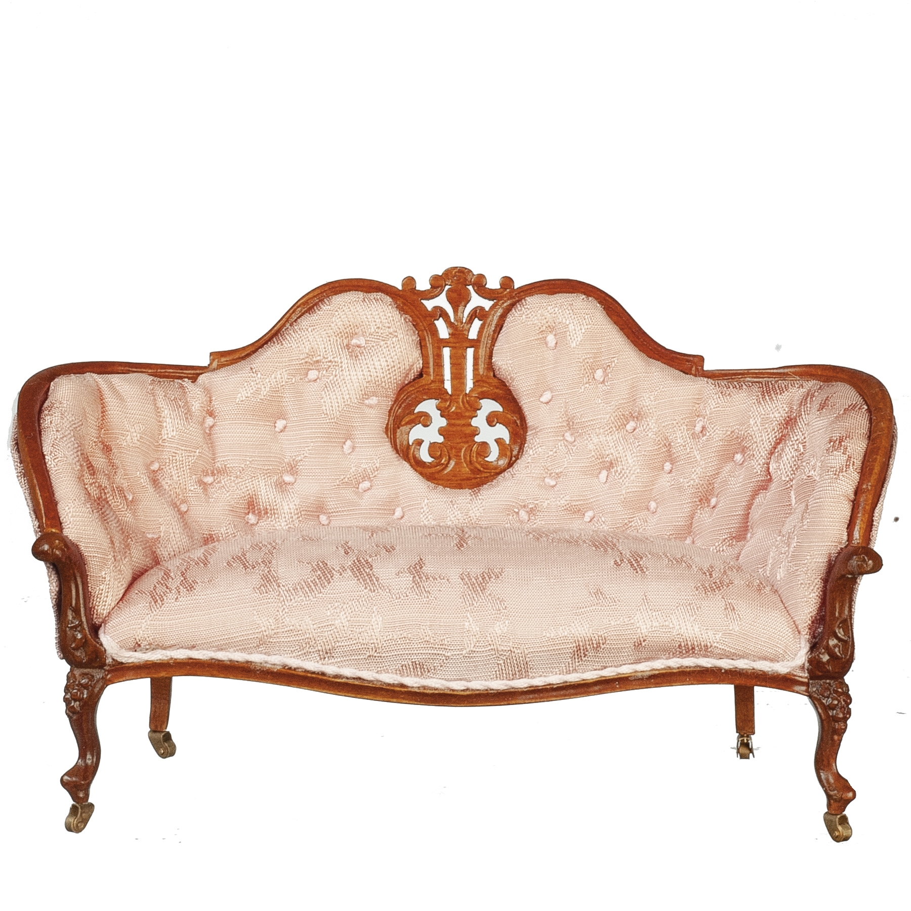 JBM Dollhouse Miniature Victorian Settee - Walnut