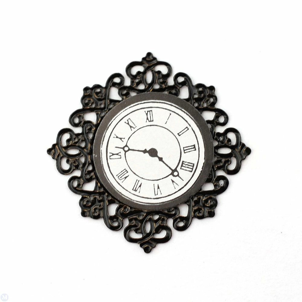 Dollhouse Miniature Black Fancy Clock