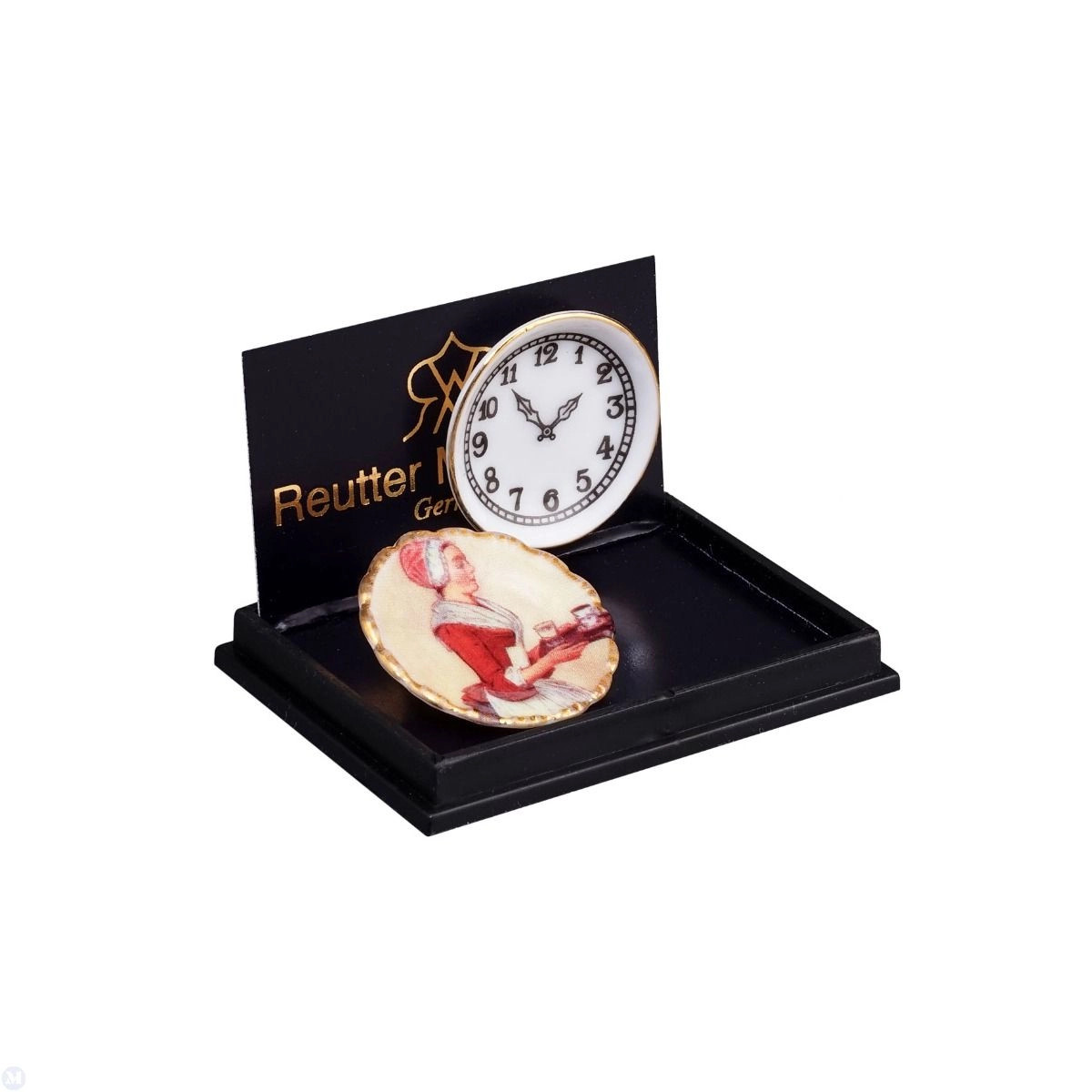 Reutter Porcelain - Dollhouse Miniature Porcelain Kitchen Clock with Plate