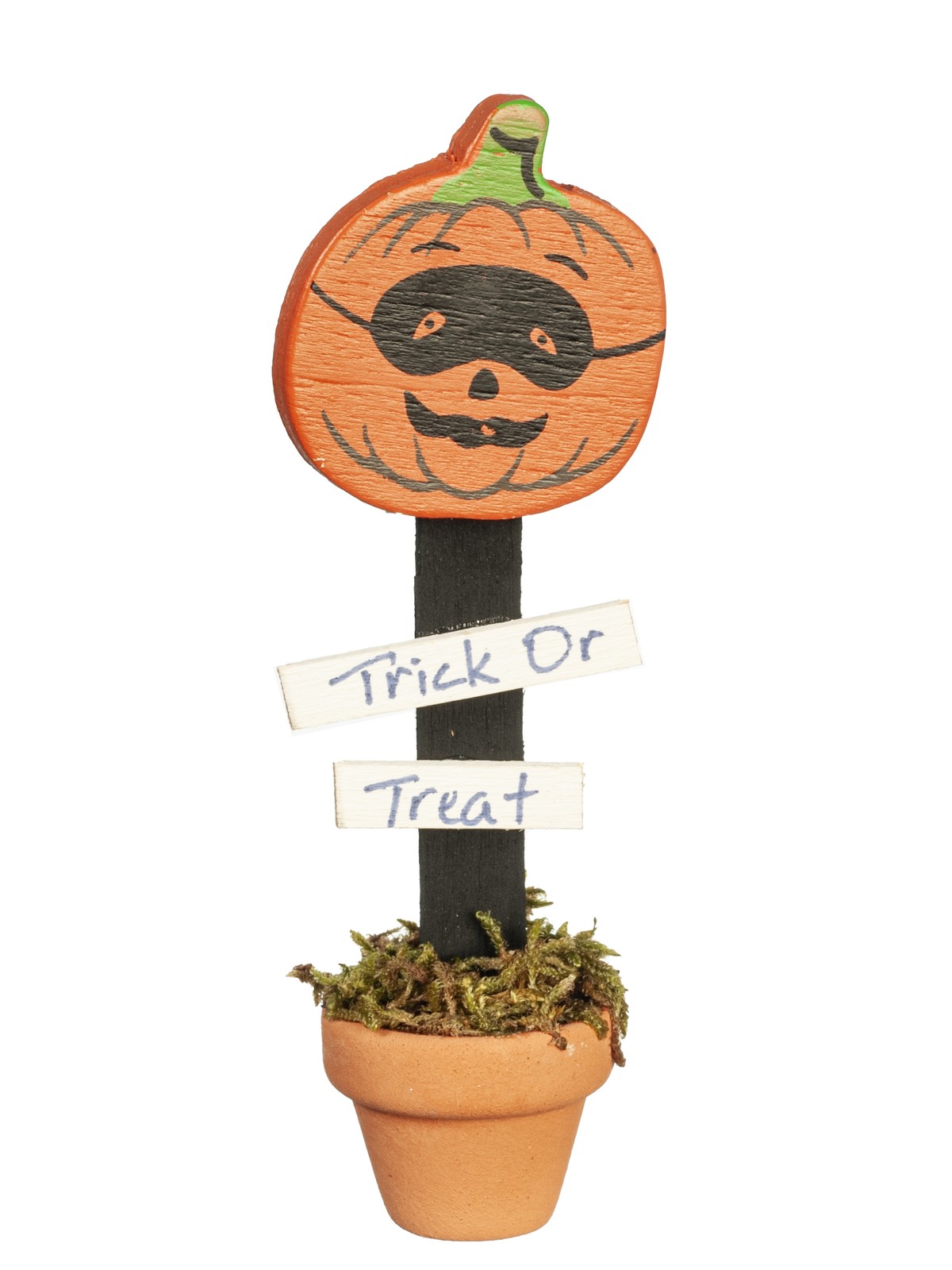 Dollhouse Miniature Pumpkin with Mask Porch Pot