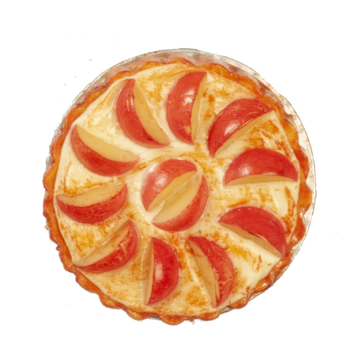 Dollhouse Miniature Peach Pie on Metal Plate