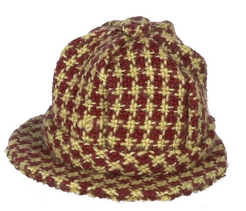 Dollhouse Miniature Men's Red Checkered Hat