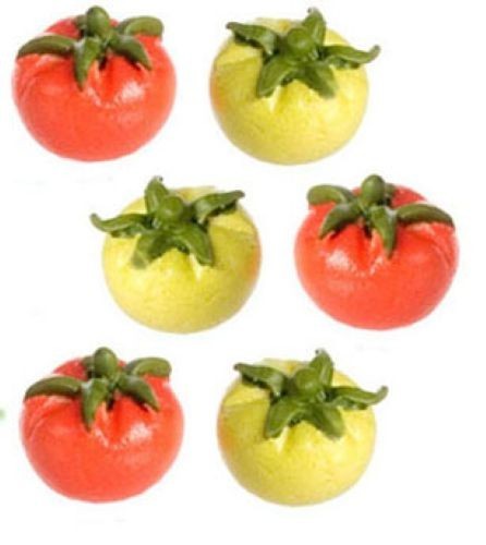 Dollhouse Miniature Red and Green Tomatoes Set of 6 by Falcon Miniatures
