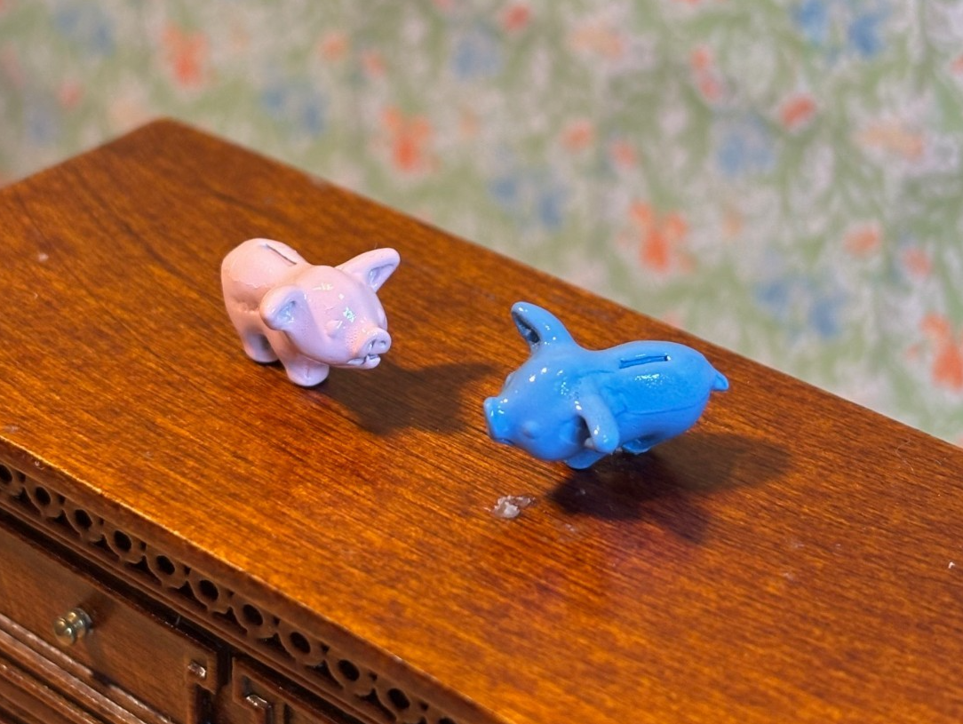 Dollhouse Miniature Piggy Bank - Pink or Blue