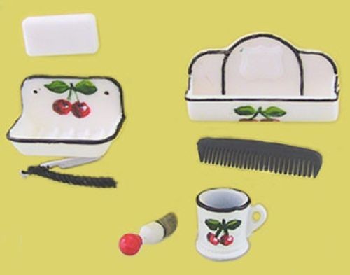 Dollhouse Miniature Shaving Accessories, Cherry Design