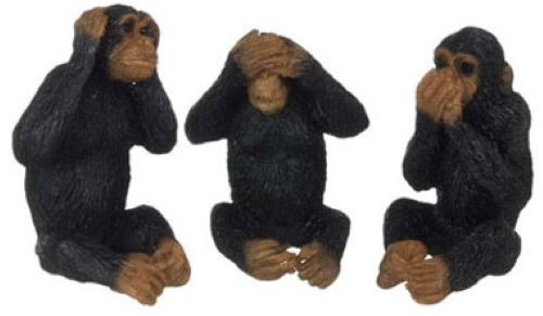 Dollhouse Miniature Monkeys, Hear See Speak No Evil, by Falcon Miniatures