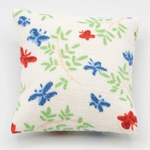 Dollhouse Miniature Pillow: White with Butterflies