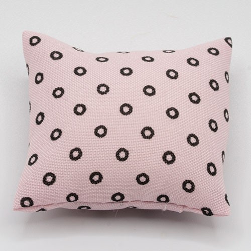 Dollhouse Miniature Pillow: Pink with Black Circles