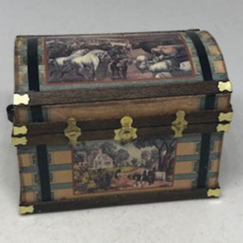 Dollhouse Miniature Lithograph Wooden Trunk Kit, Classic Americana Summer
