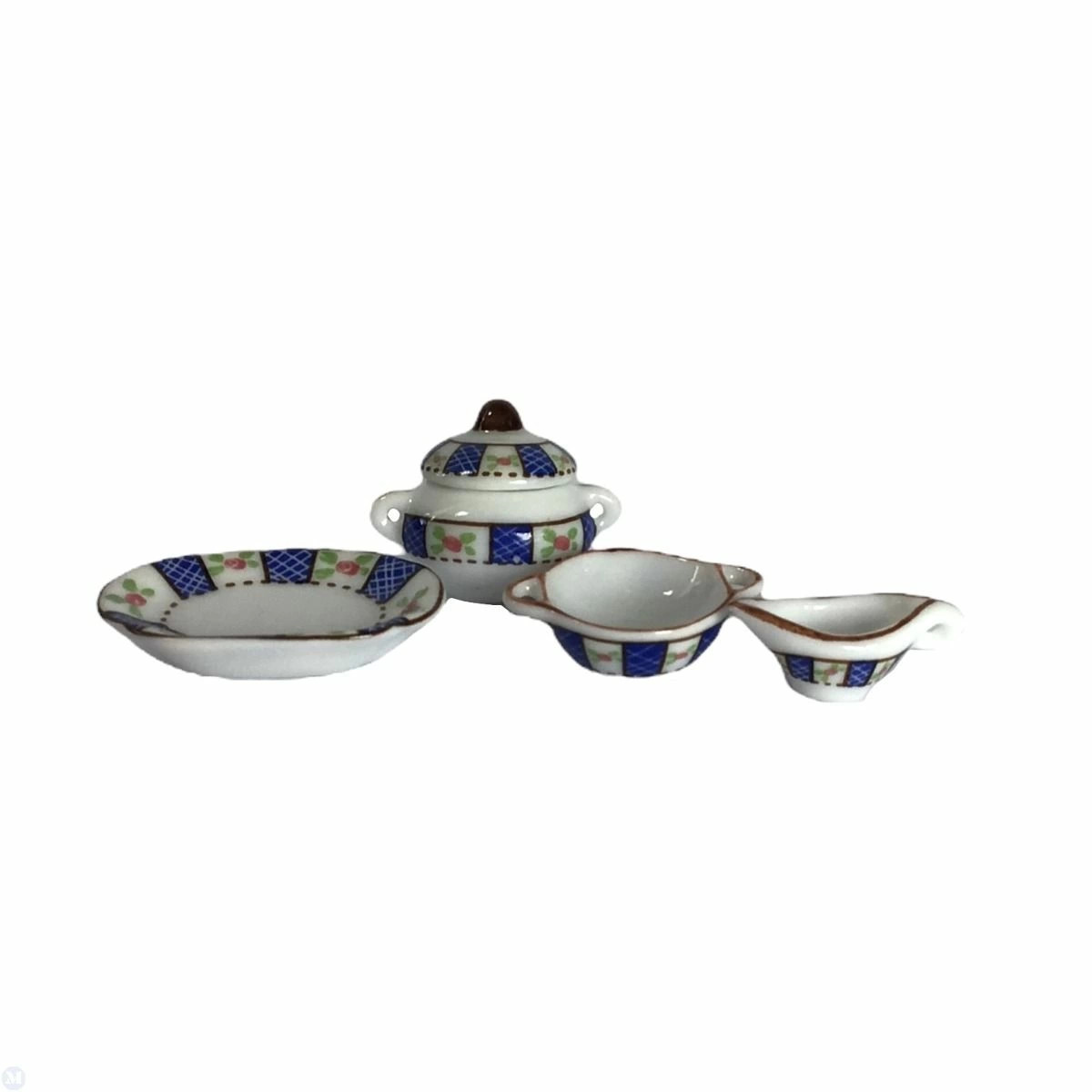 Dollhouse Miniature Blue and White Dinner Set