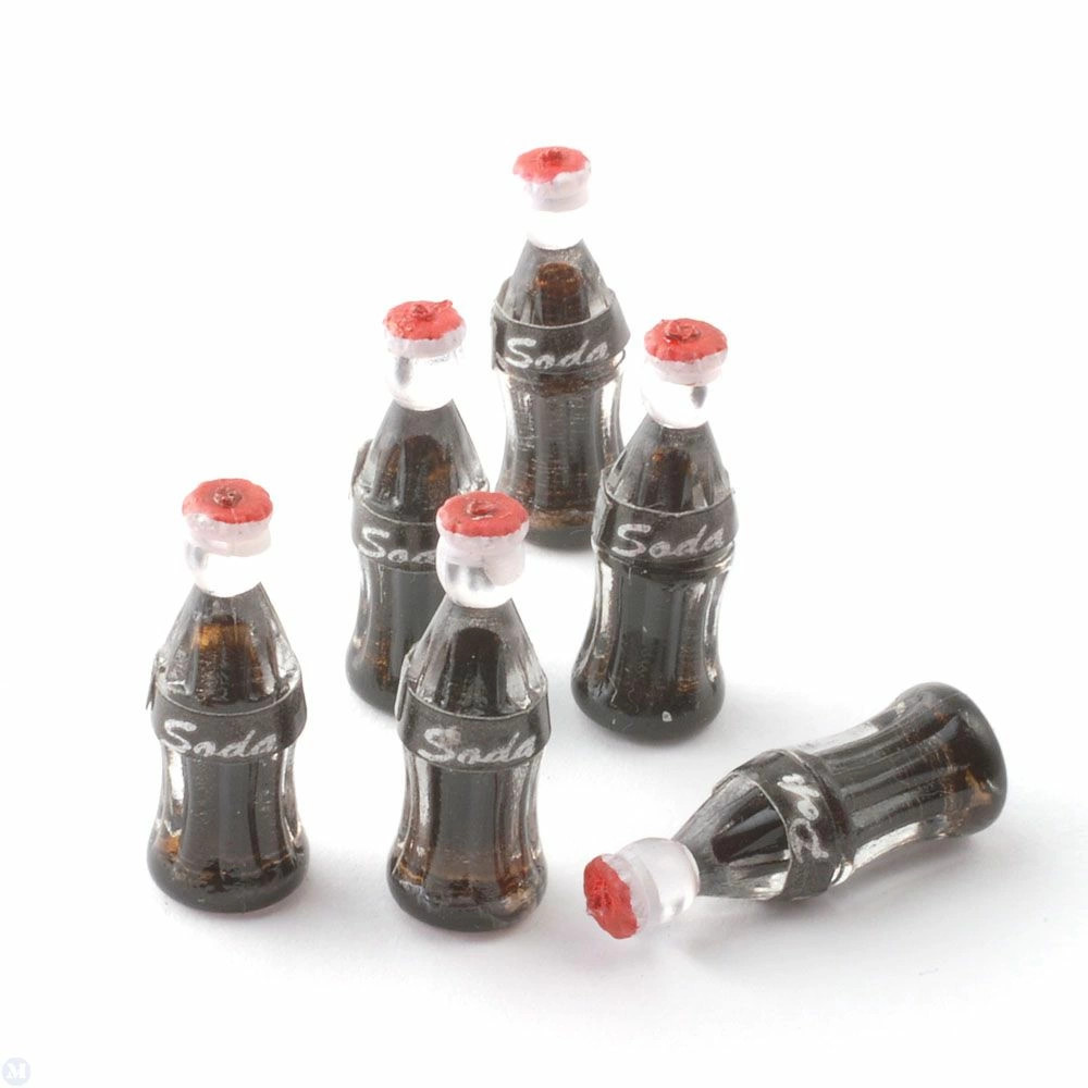 Dollhouse Miniature Traditional Cola Bottles, Pack of 6