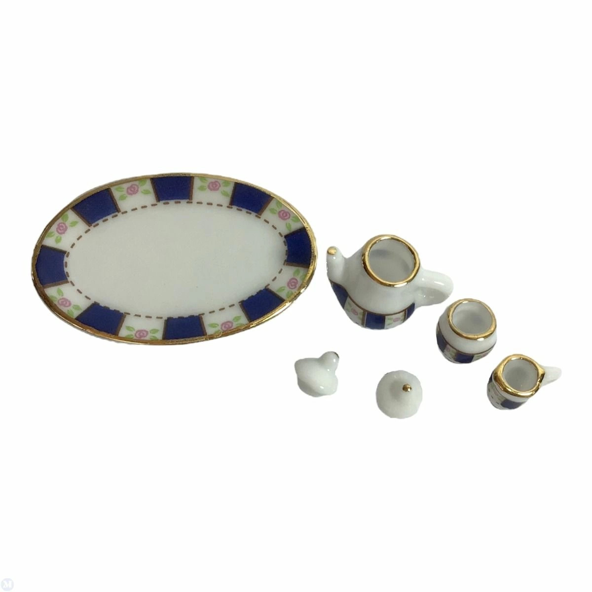Dollhouse Miniature Blue and White Tea Serving Set