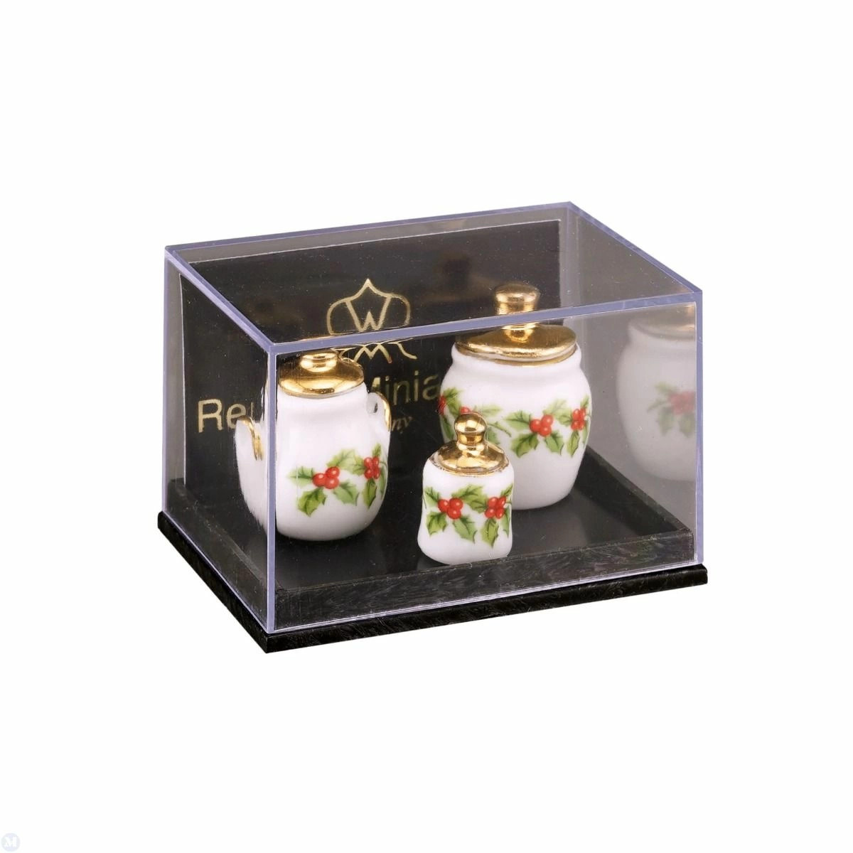 Dollhouse Miniature 3 Christmas Cookie Jars, Mistletoe, by Reutter Porcelain