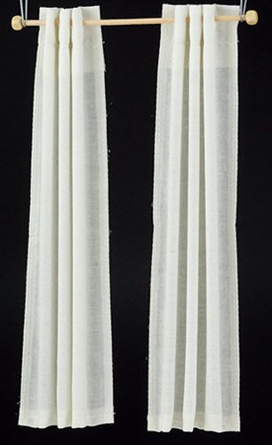 Dollhouse Miniature White Modern Tab Curtain