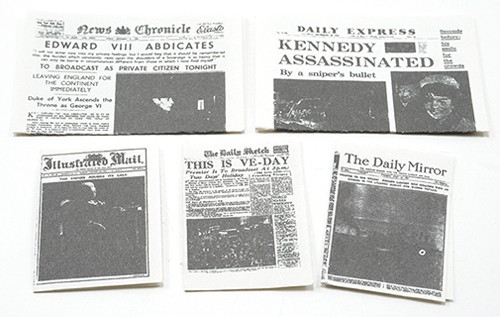 Dollhouse Miniature Newspapers, 5 Pack