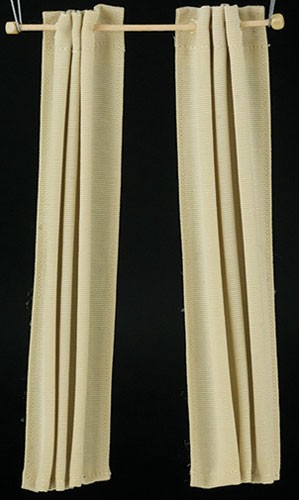 Dollhouse Miniature Tan Modern Tab Curtain