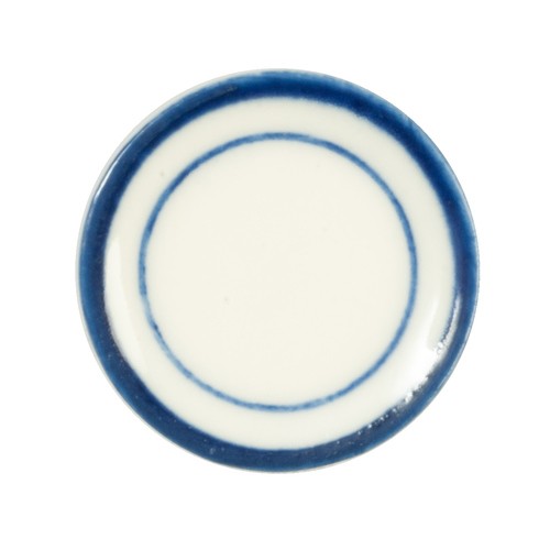 Dollhouse Miniature Round Plate with Blue Trim