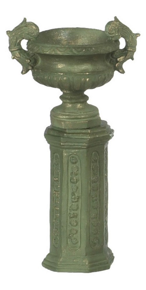 Dollhouse Miniature Ancient Urn with Base, Green, by Falcon Miniatures