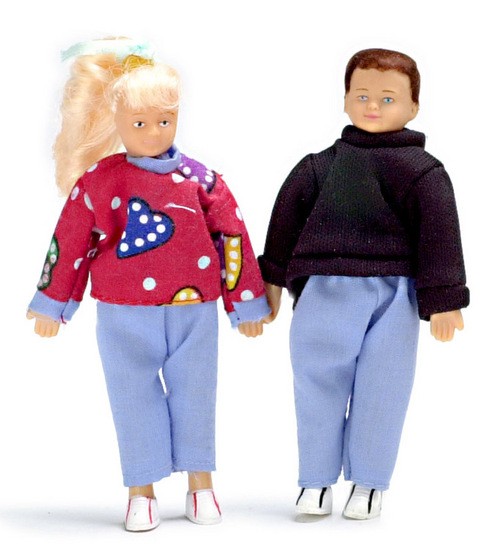 Dollhouse Miniature Teenager Dolls 1/12 Scale, Set of 2