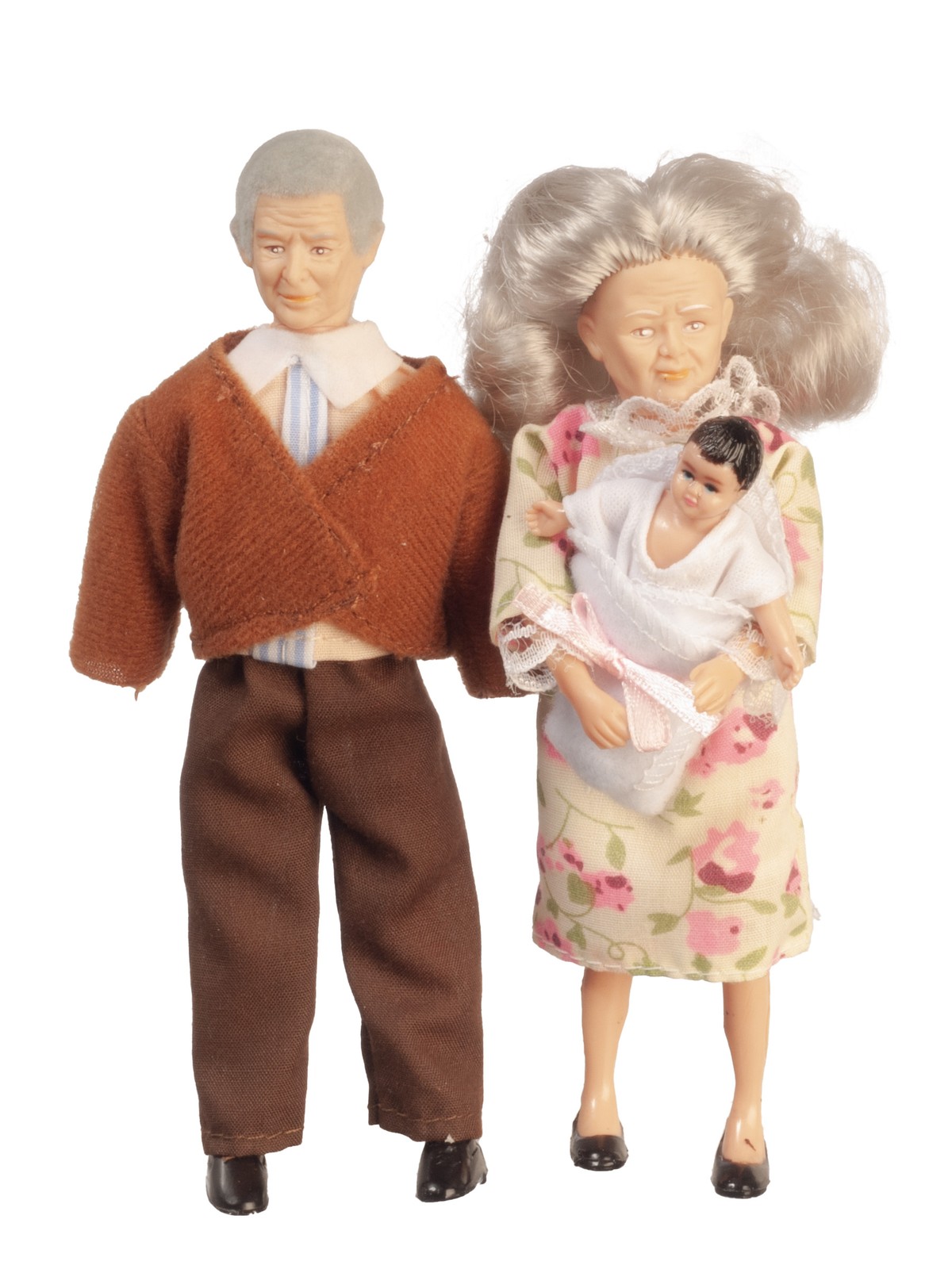 Dollhouse Miniature Grandparents and Baby Dolls 1/12 Scale