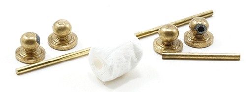 Dollhouse Miniature Gold Towel Bar and Toilet Paper Holder