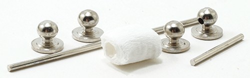 Dollhouse Miniature Silver Towel Bar and Toilet Paper Holder