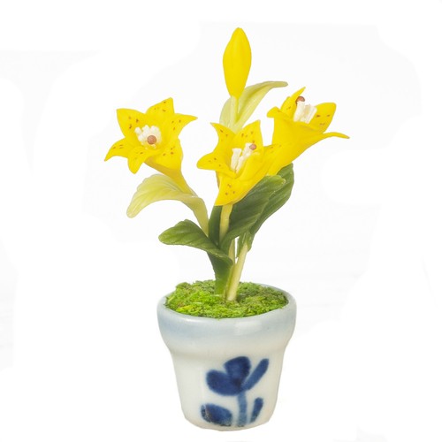Dollhouse Miniature Yellow Lily in Pot