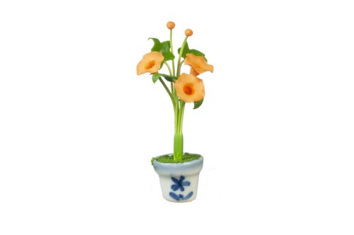 Dollhouse Miniature Morning Glories in Pot