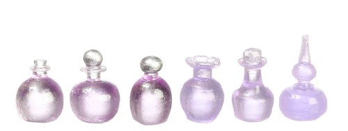 Dollhouse Miniature Assorted Lavender Bottles - 6 Pieces