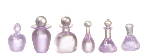 Dollhouse Miniature Assorted Lavender Bottles 6 Pieces