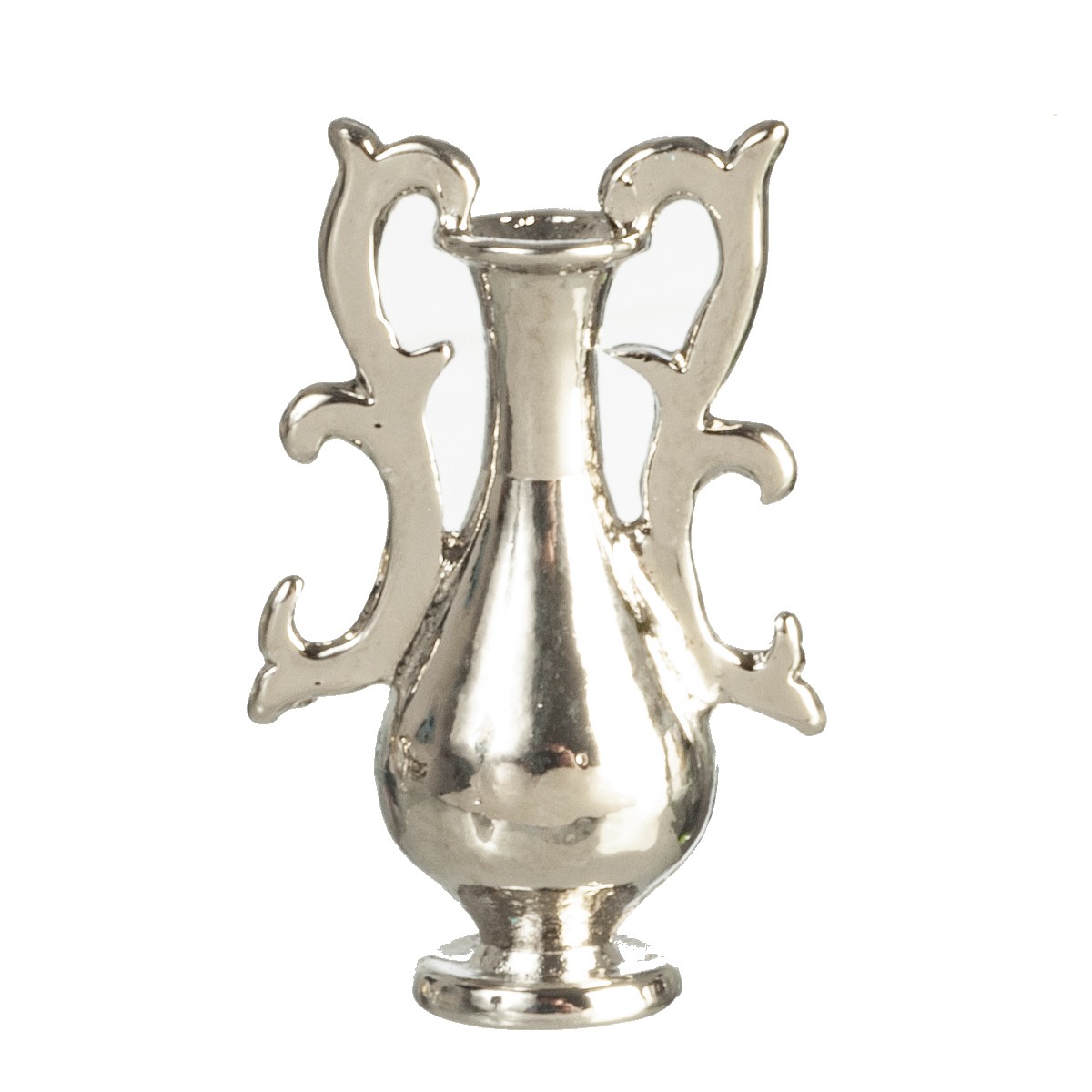 Dollhouse Miniature Silver Vase with 2 Handles by Falcon Miniatures
