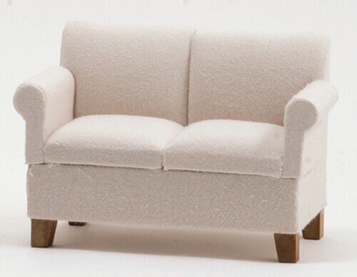 Dollhouse Miniature Loveseat with Beige Fabric, New Design