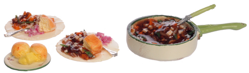 Dollhouse Miniature 4 Piece Stew Dinner by Falcon Miniatures
