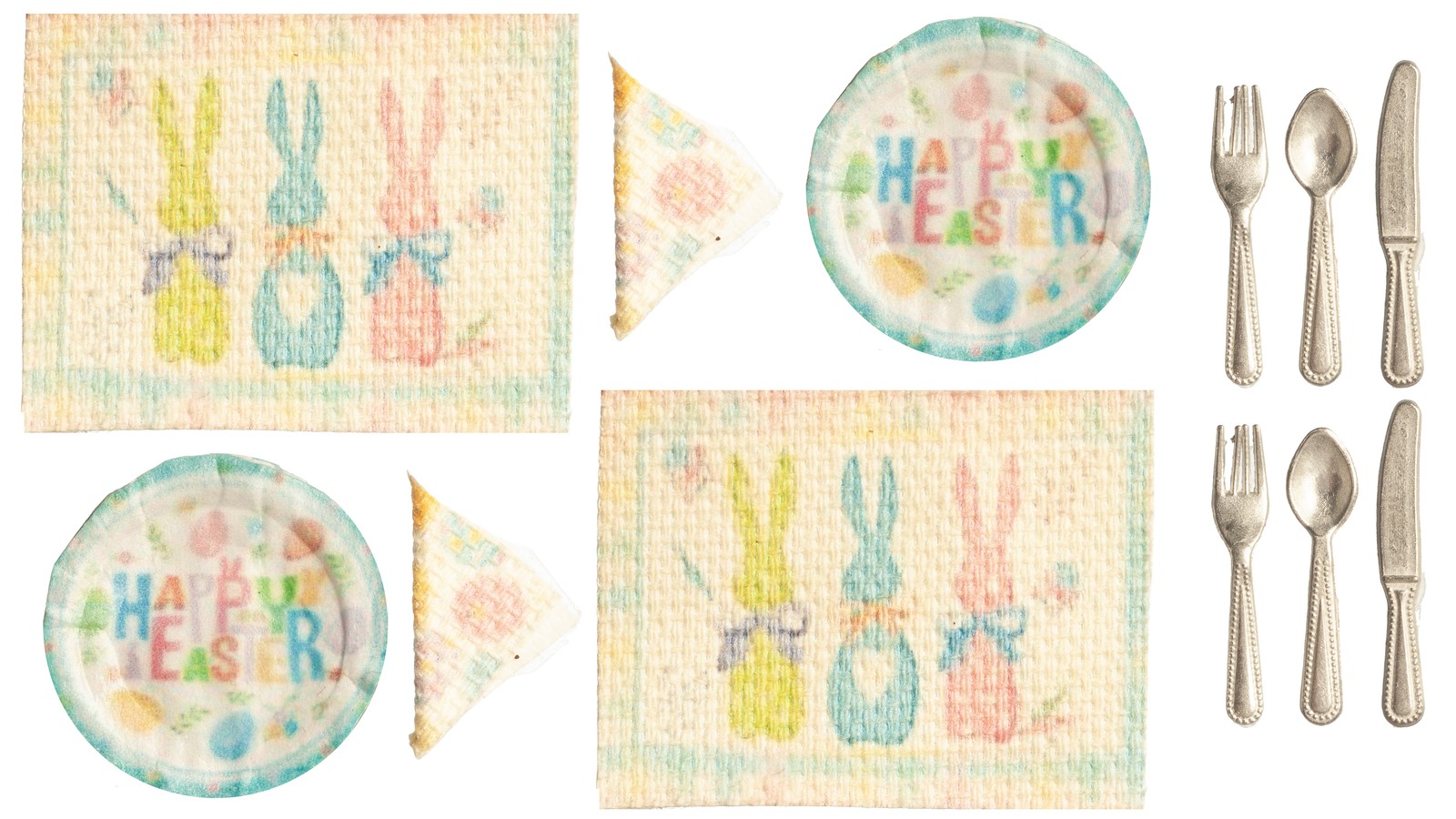 Dollhouse Miniature Easter Place Setting, Set of 12