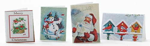 Dollhouse Miniature Christmas Cards 4 Pieces