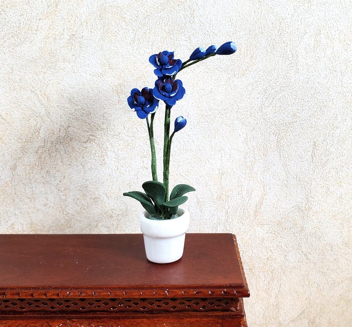 Dollhouse Tall Phalaenopsis Orchid in White Ceramic Pot Miniature 1:12 Scale