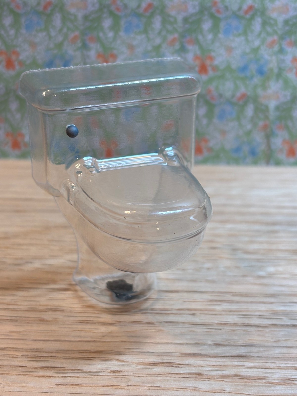 Dollhouse Miniature Clear Toilet with Silver Handle