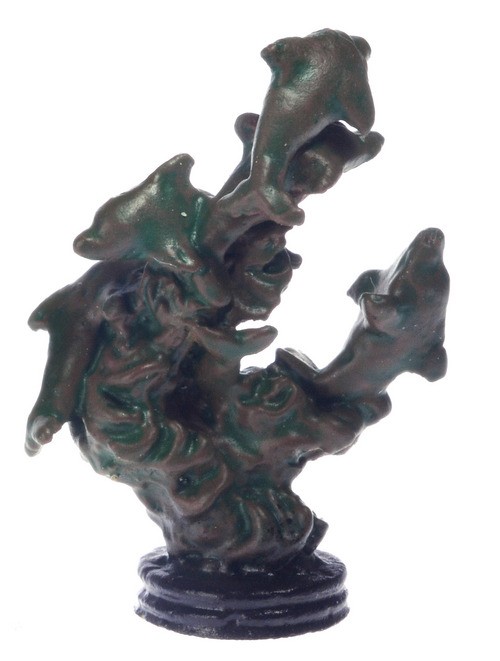 Dollhouse Miniature Bronzed Dolphins Figurine