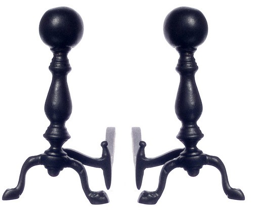 Dollhouse Miniature Woodfield Black Andirons by Falcon Miniatures - Set of 2