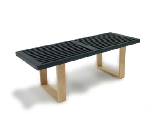 Miniature Dollhouse Nelson Black and Oak Bench by Warren Richardson