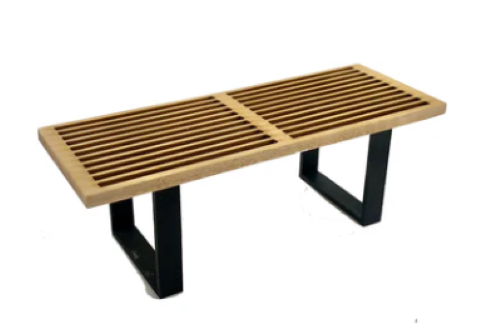 Miniature Dollhouse Nelson Oak and Black Bench by Warren Richardson