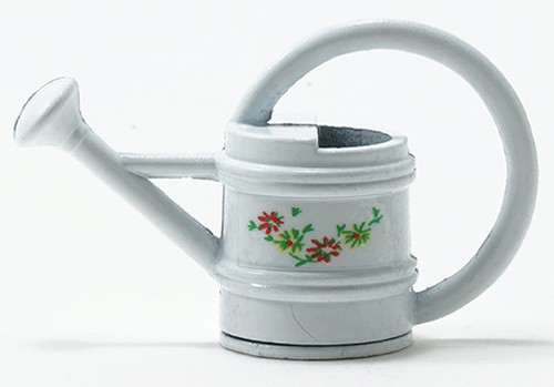 Dollhouse Miniature White Watering Can Floral