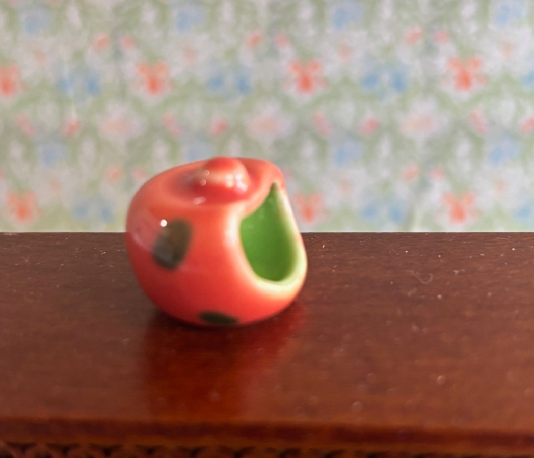 Dollhouse Miniature Glazed Ceramic Pumpkin Jar