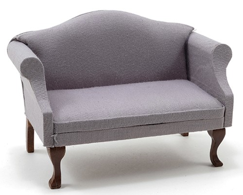 Dollhouse Miniature Loveseat with Grey Fabric
