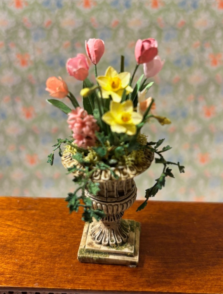 Dollhouse Miniature Spring Planter - Hyacinth Handcrafted