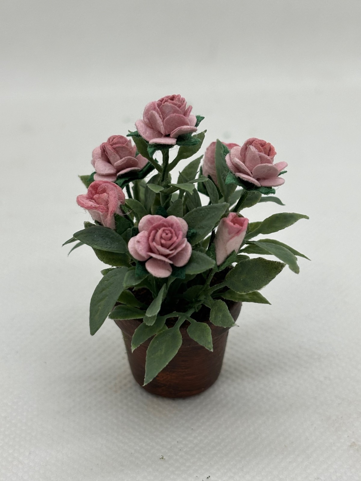 Dollhouse Miniature Pink Rose Handcrafted