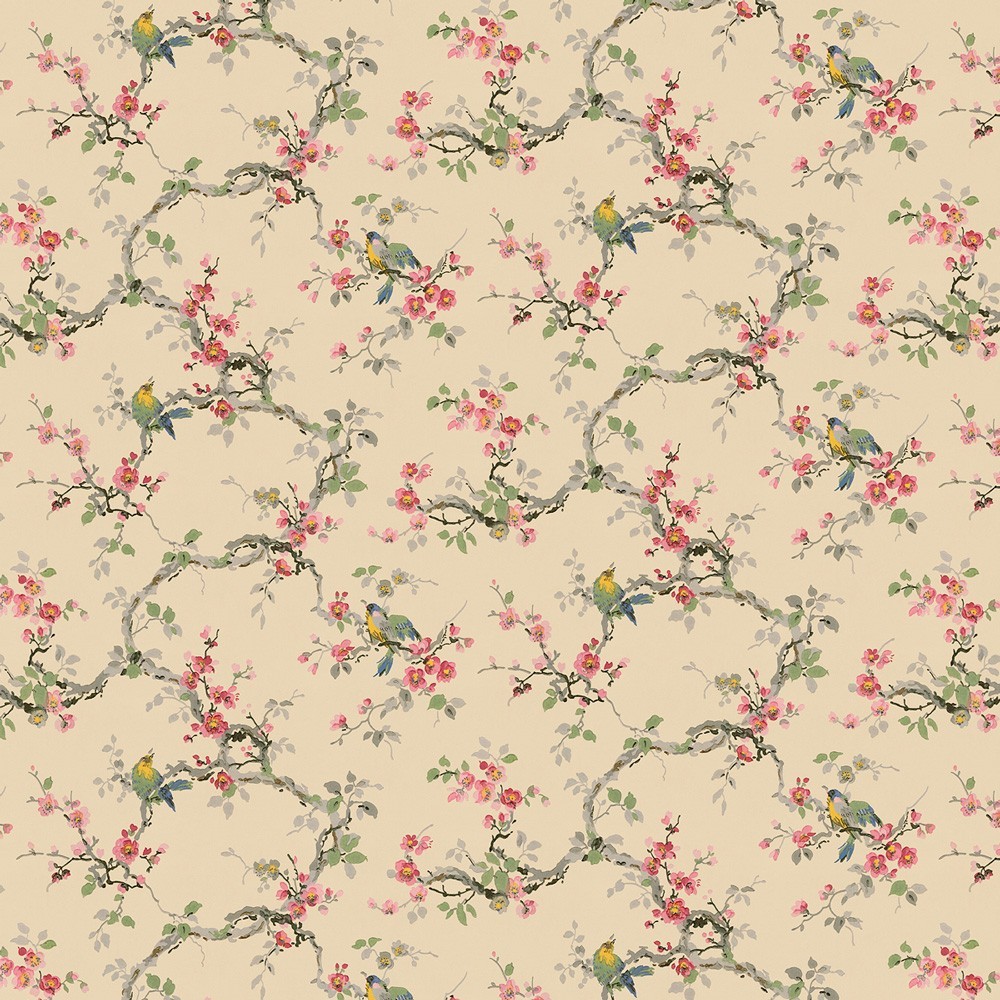 Bradbury and Bradbury Dollhouse Wallpaper - Vintage Songbirds